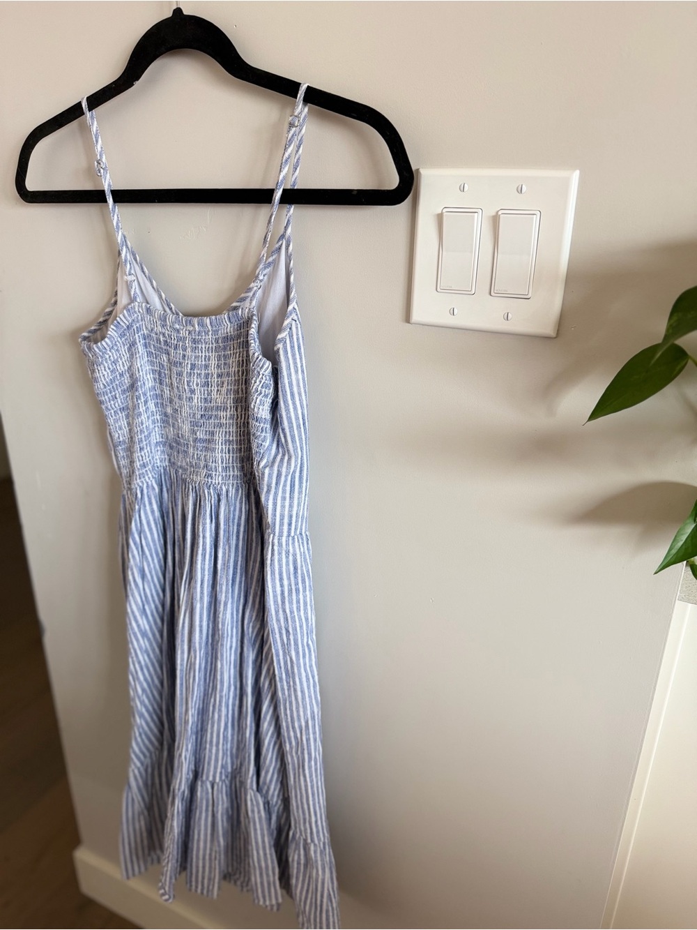 Japna Blue and White Striped Midi Dress with Buttons - Picture 7 of 15